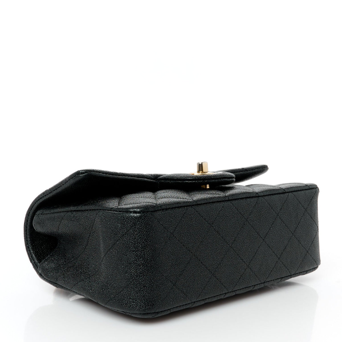 Caviar Quilted Mini Top Handle Rectangular Flap Black