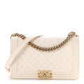 Caviar Quilted New Medium Boy Flap White