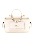 Caviar Quilted Polly Pocket East West Top Vanity With Chain White