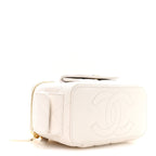 Caviar Quilted Polly Pocket East West Top Vanity With Chain White