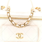 Caviar Quilted Polly Pocket East West Top Vanity With Chain White
