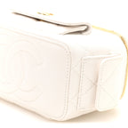 Caviar Quilted Polly Pocket East West Top Vanity With Chain White
