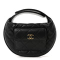 Caviar Quilted Polly Pocket Pouch Hobo Black