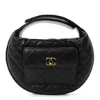 Caviar Quilted Polly Pocket Pouch Hobo Black