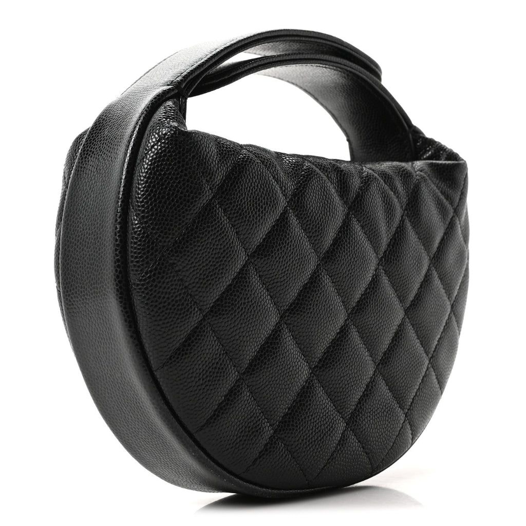 Caviar Quilted Polly Pocket Pouch Hobo Black