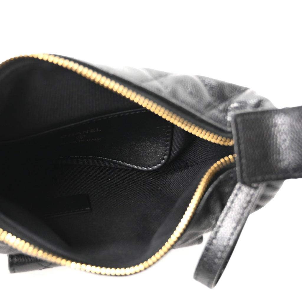 Caviar Quilted Polly Pocket Pouch Hobo Black