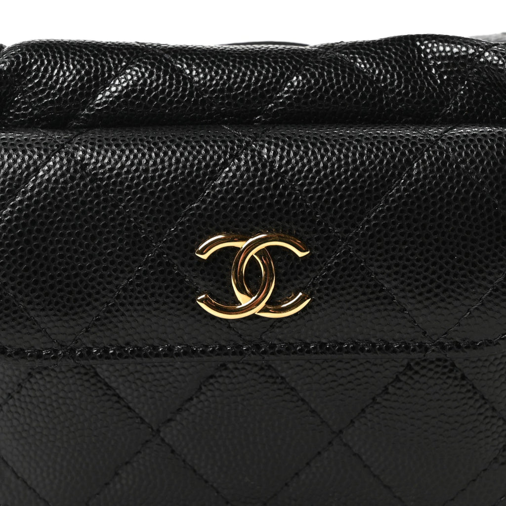Caviar Quilted Polly Pocket Pouch Hobo Black
