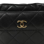 Caviar Quilted Polly Pocket Pouch Hobo Black