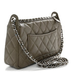 Caviar Quilted Purse With Chain Dark Khaki