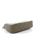 Caviar Quilted Purse With Chain Dark Khaki