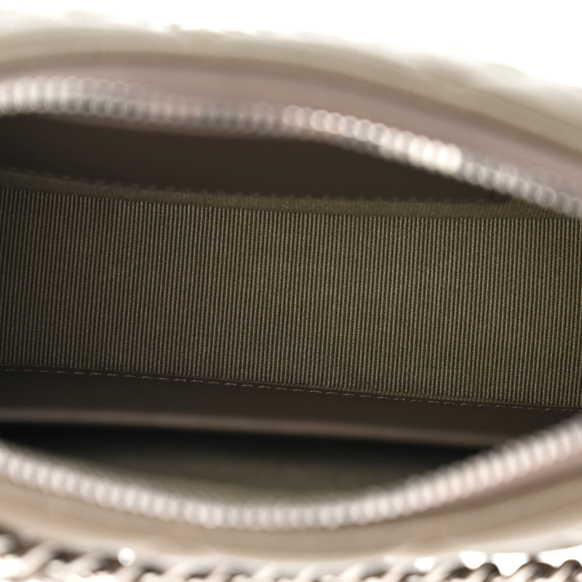 Caviar Quilted Purse With Chain Dark Khaki