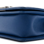 Caviar Quilted Small Boy Flap Dark Blue