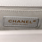 Caviar Quilted Small Boy Flap Light Grey