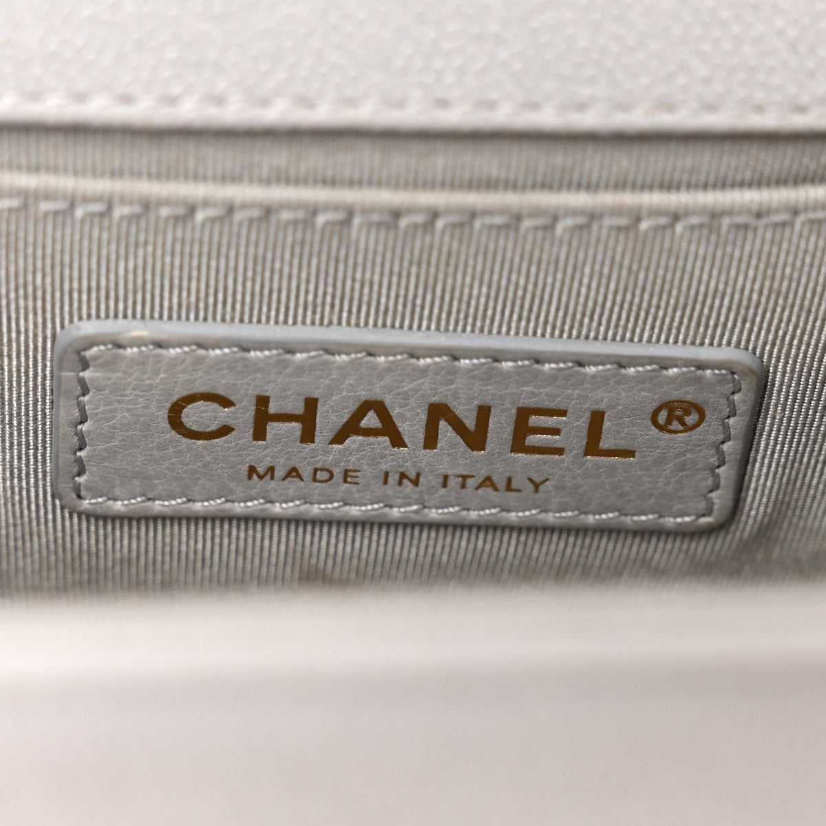 Caviar Quilted Small Boy Flap Light Grey
