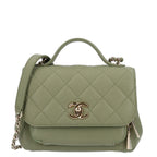 Caviar Quilted Small Business Affinity Flap Green
