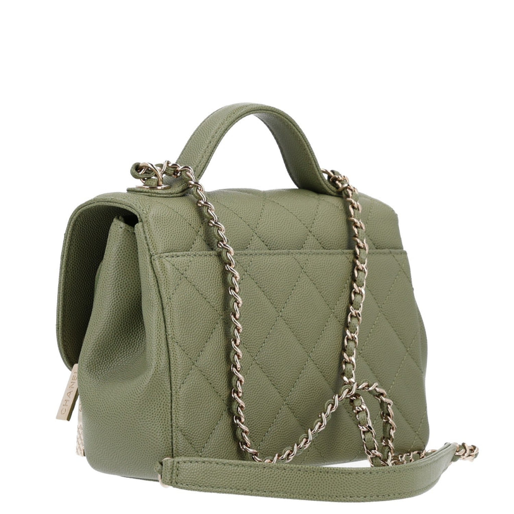 Caviar Quilted Small Business Affinity Flap Green
