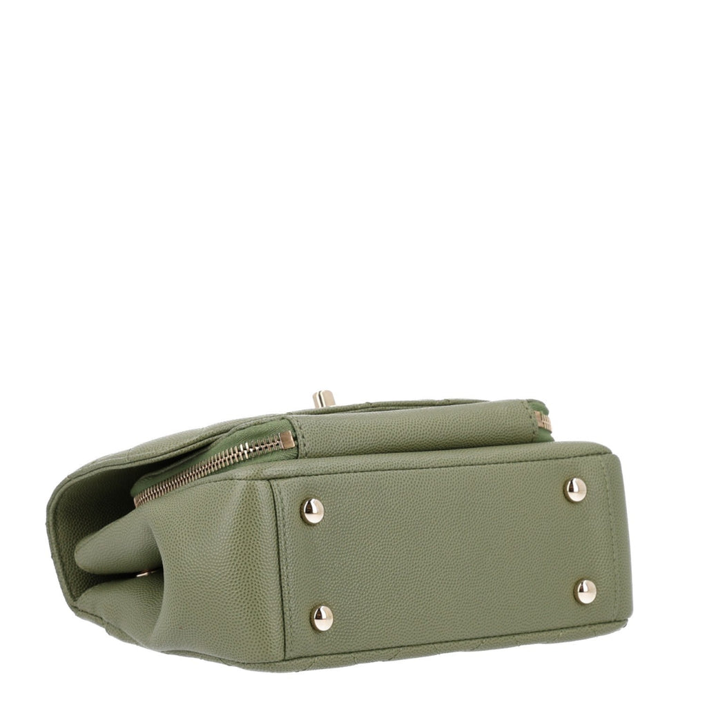 Caviar Quilted Small Business Affinity Flap Green