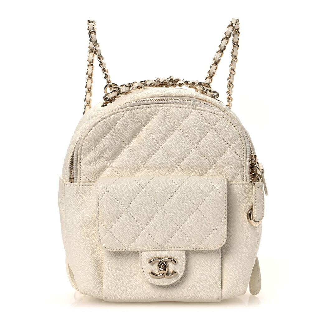 Caviar Quilted Small CC Day Backpack White
