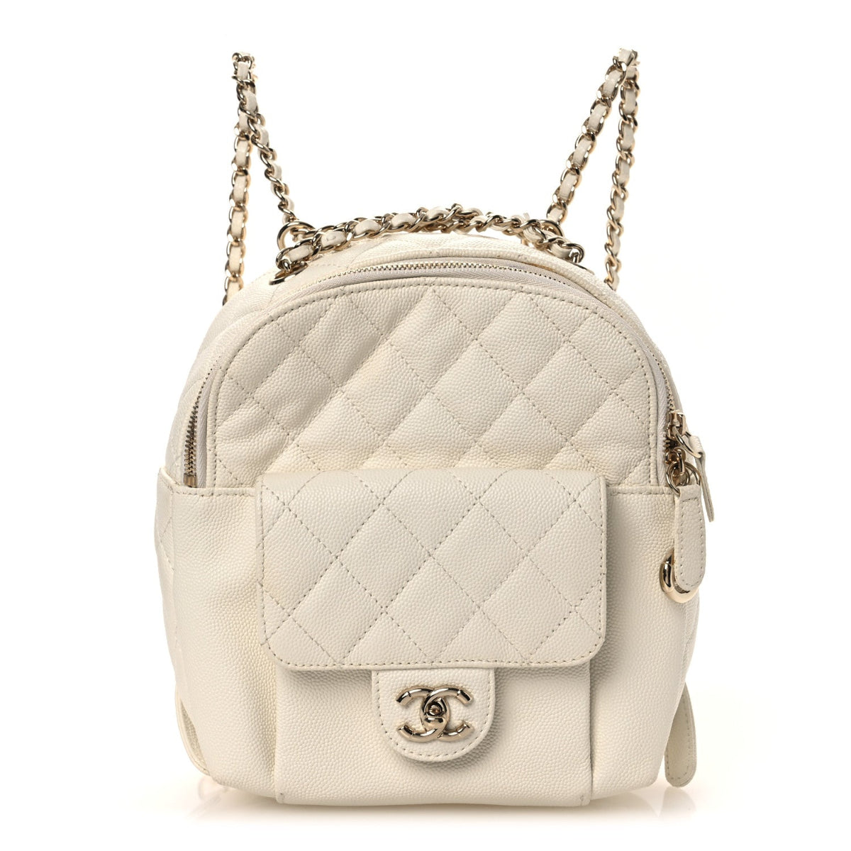 Caviar Quilted Small CC Day Backpack White