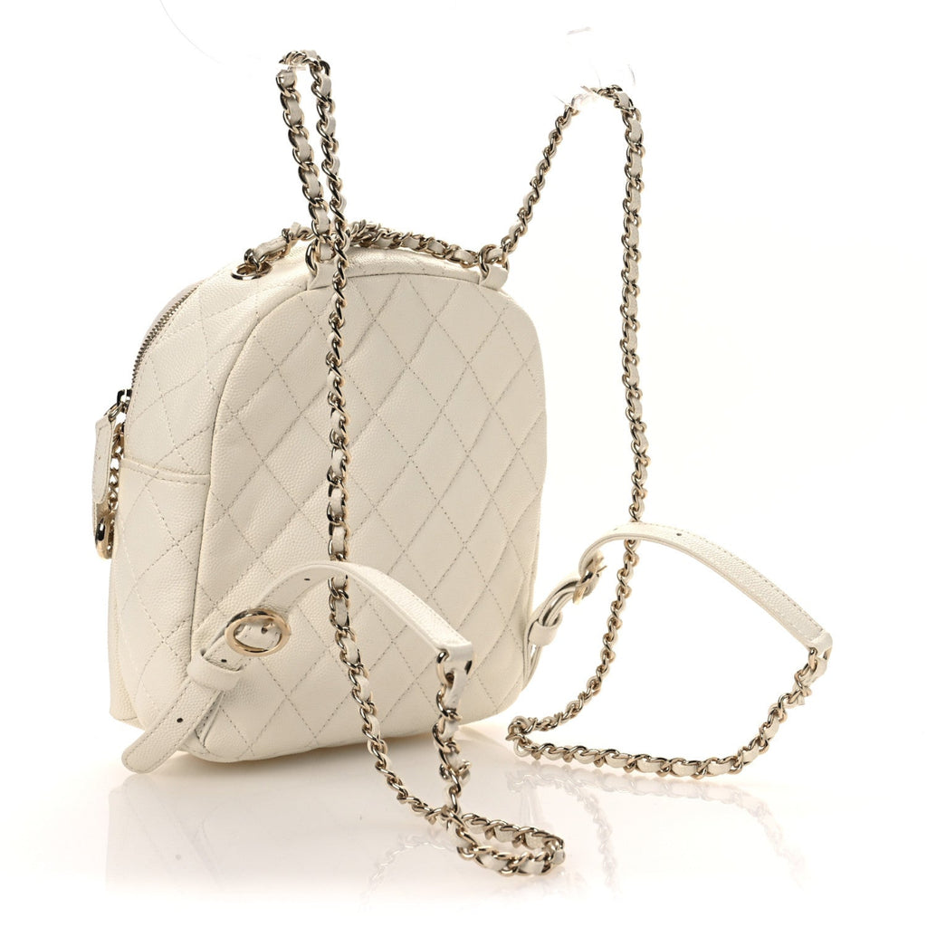 Caviar Quilted Small CC Day Backpack White