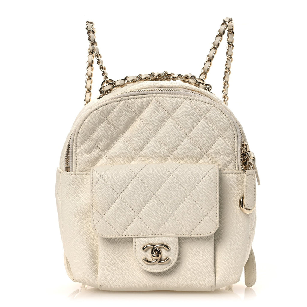 Caviar Quilted Small CC Day Backpack White