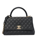 Caviar Quilted Small Coco Chain Handle Flap Black