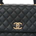 Caviar Quilted Small Coco Chain Handle Flap Black