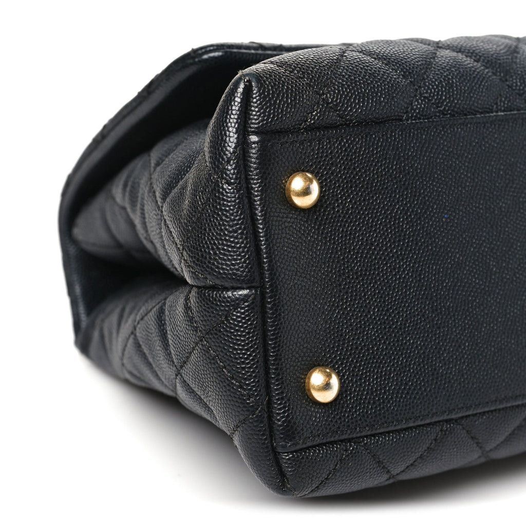 Caviar Quilted Small Coco Chain Handle Flap Black
