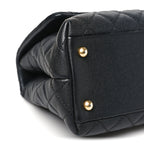 Caviar Quilted Small Coco Chain Handle Flap Black