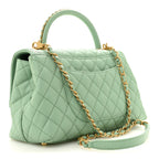 Caviar Quilted Small Coco Chain Handle Flap Light Green