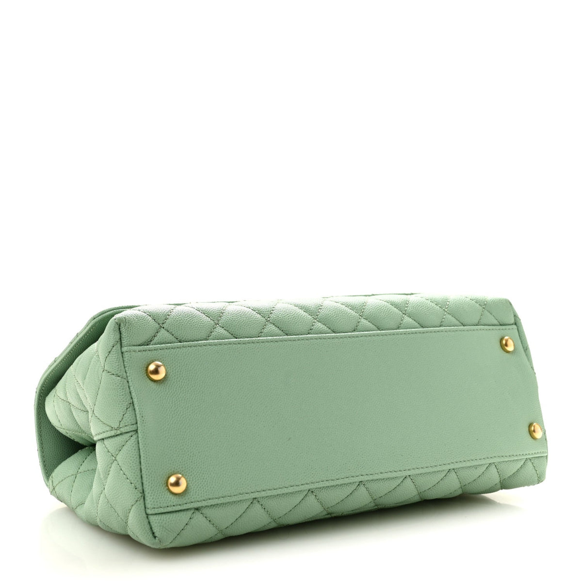 Caviar Quilted Small Coco Chain Handle Flap Light Green