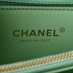 Caviar Quilted Small Coco Chain Handle Flap Light Green