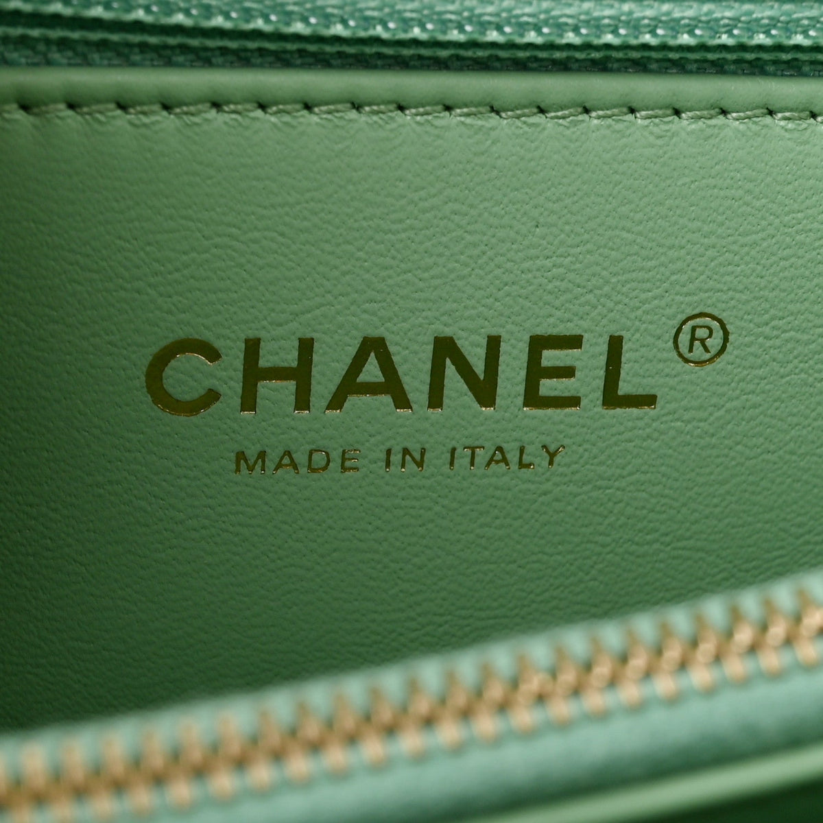 Caviar Quilted Small Coco Chain Handle Flap Light Green