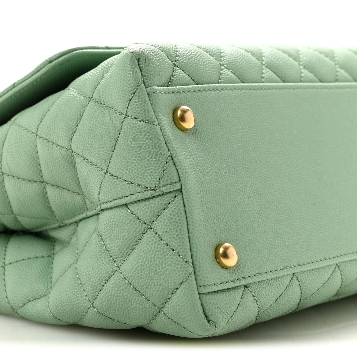 Caviar Quilted Small Coco Chain Handle Flap Light Green