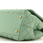 Caviar Quilted Small Coco Chain Handle Flap Light Green