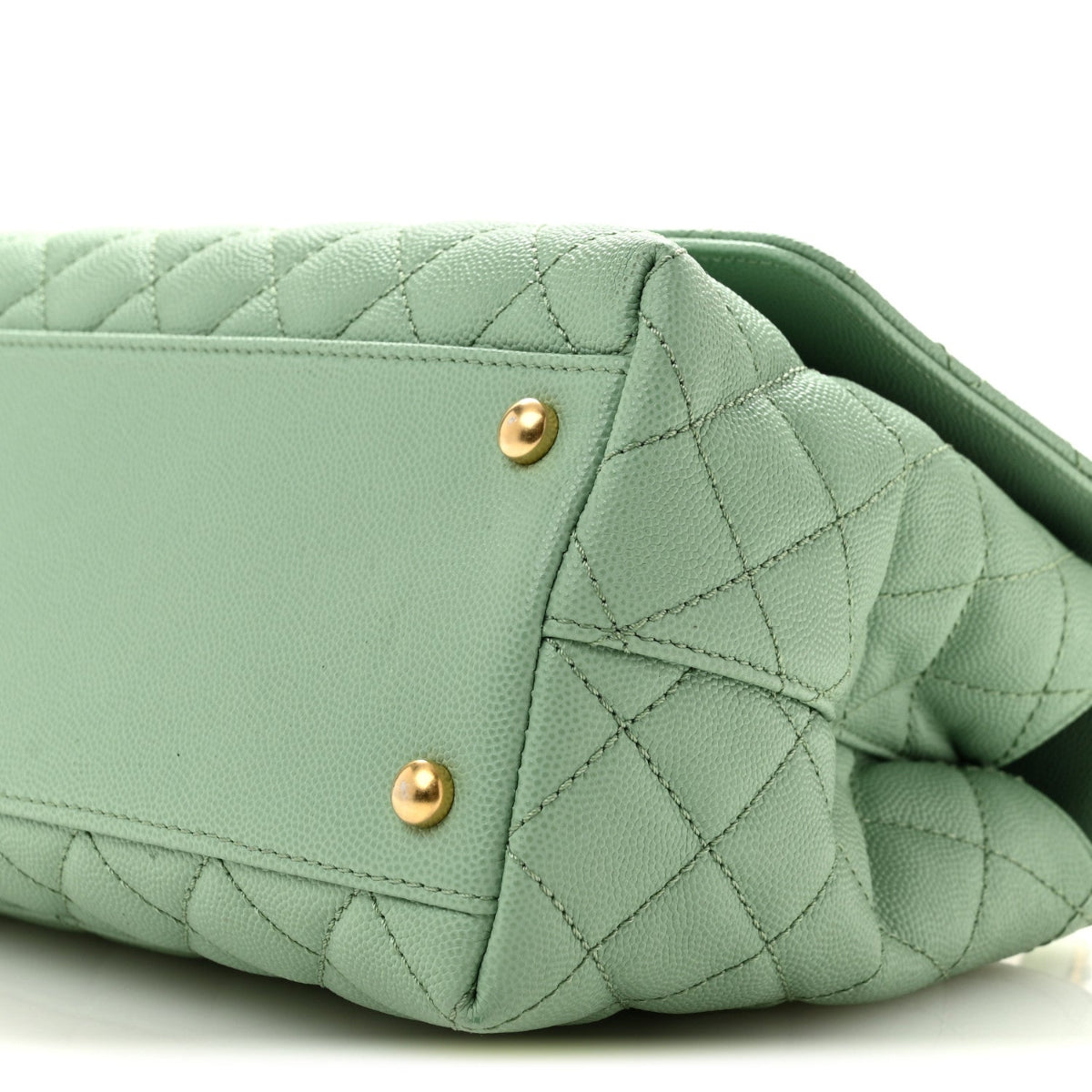 Caviar Quilted Small Coco Chain Handle Flap Light Green