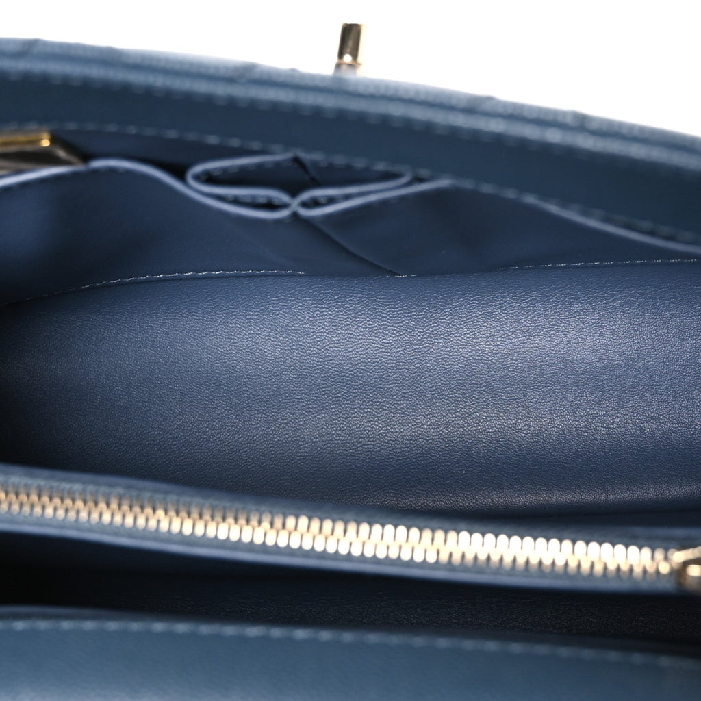 Caviar Quilted Small Coco Handle Flap Blue