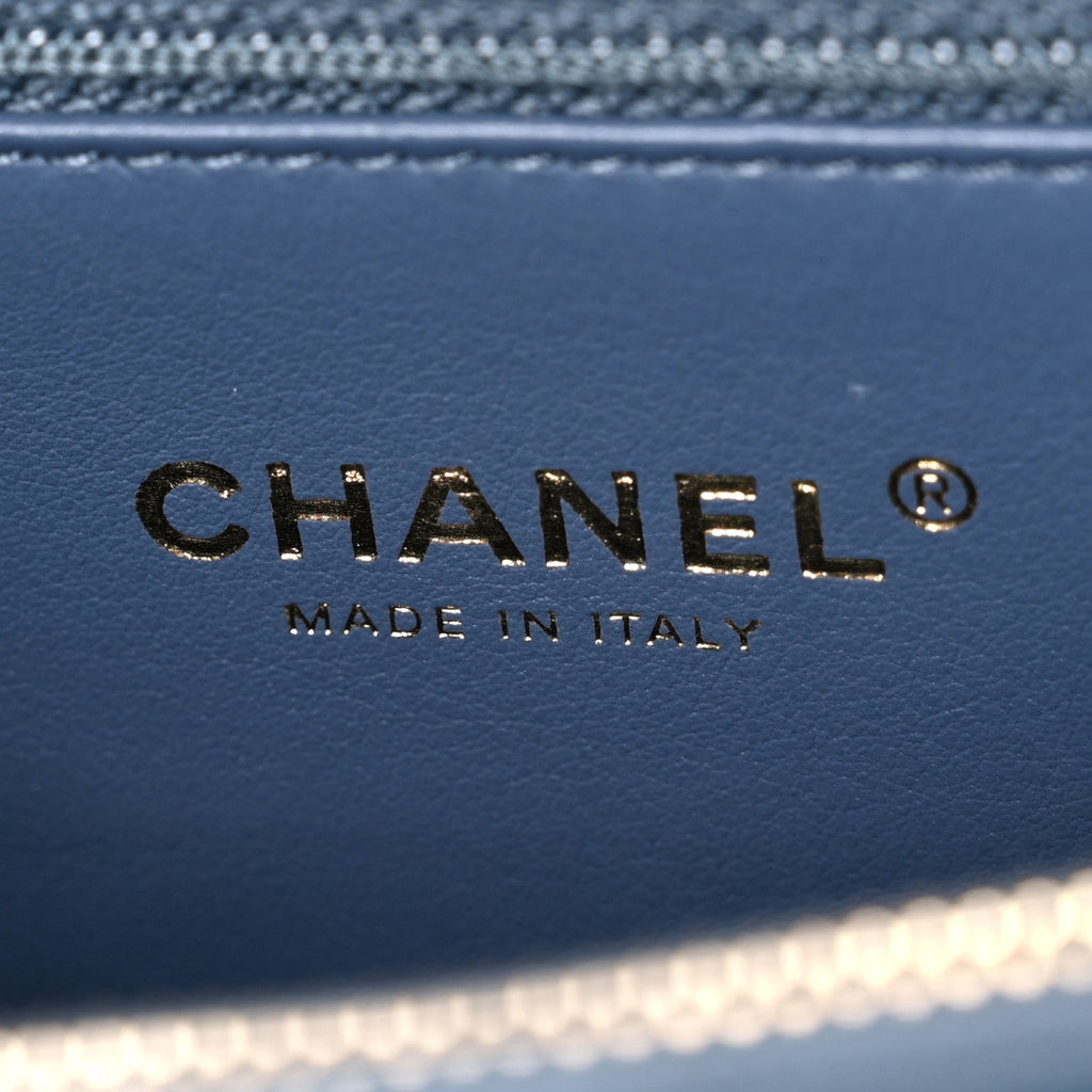 Caviar Quilted Small Coco Handle Flap Blue