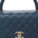 Caviar Quilted Small Coco Handle Flap Blue