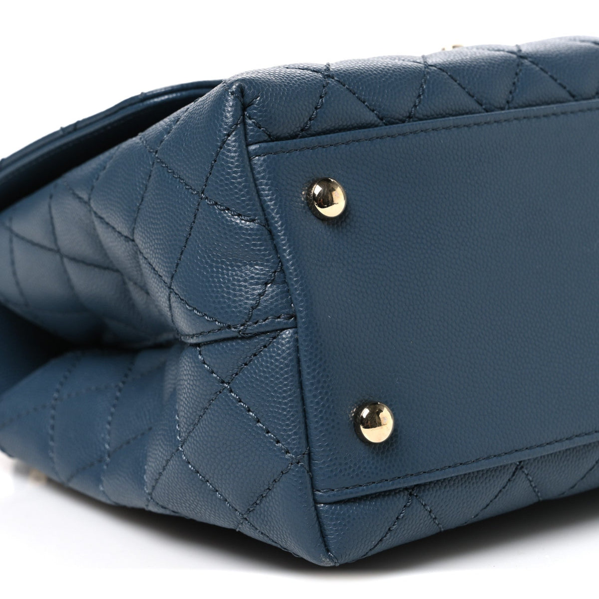 Caviar Quilted Small Coco Handle Flap Blue