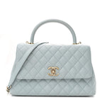 Caviar Quilted Small Coco Handle Flap Light Blue