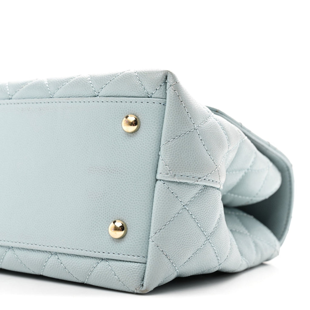 Caviar Quilted Small Coco Handle Flap Light Blue