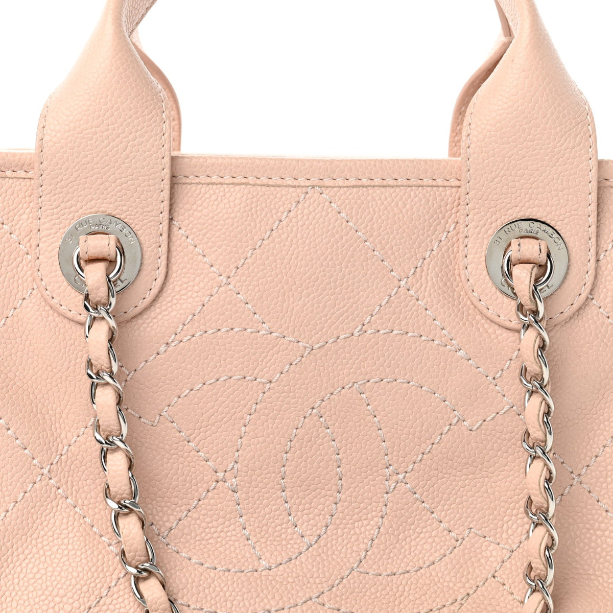 Caviar Quilted Small Deauville Bowling Bag Light Pink