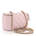 Caviar Quilted Small Tiny CC Vanity Case With Chain Light Pink