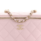 Caviar Quilted Small Tiny CC Vanity Case With Chain Light Pink