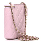 Caviar Quilted Small Vertical Coco Beauty Vanity Case With Chain Light Pink