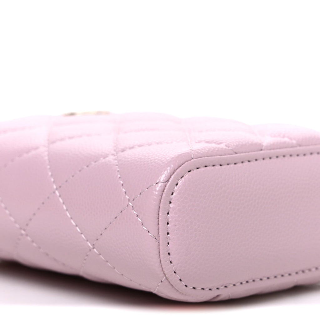 Caviar Quilted Small Vertical Coco Beauty Vanity Case With Chain Light Pink