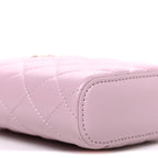 Caviar Quilted Small Vertical Coco Beauty Vanity Case With Chain Light Pink