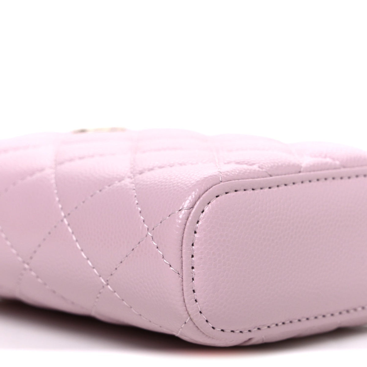 Caviar Quilted Small Vertical Coco Beauty Vanity Case With Chain Light Pink