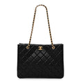 Caviar Quilted Sweet Classic Shopping Tote Black